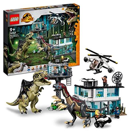 LEGO 76949 Jurassic World Ataque del Giganotosaurio y el Therizinosaurio, Dinosaurios de Juguetes, Dino, Helicóptero para Construir, Figura de Animales y Minifiguras de Personajes de la Película 2022