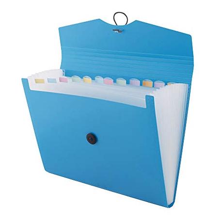 D.RECT 5580 Carpeta de archivos extensible A4 | Acordeón Carpeta Clasificadora de documentos con 12 Compartimentos | Carpeta de Acordeon | Azul
