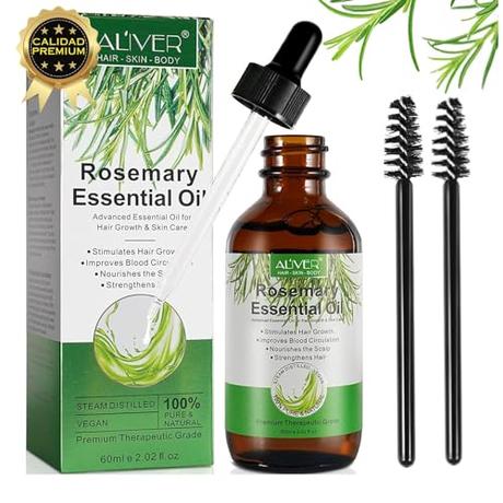 Aceite Esencial de Romero para el Crecimiento del Cabello - 100% Puro Orgánico para el Cuidado de la Piel, Cejas, Pestañas, Barba - Nutre el cuero cabelludo - Estimula el crecimiento del cabello