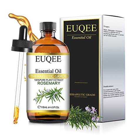 EUQEE Aceite Esencial de Romero 118ml, Aceite de Romero 100% Puro y Natural, Aceites Esenciales para Humidificador, Perfectos para Aromaterapia, Baño, Cuidado del Cabello