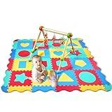 Cantoblanc - Alfombra Puzzle bebé. Tapete de Actividades Bebé. 36 Piezas Gruesas Acolchadas Figuras Geométricas y Bordes. Tapete Suelo Goma Eva Grande (140x140x1,2cm). Esterilla de Juegos Infantiles