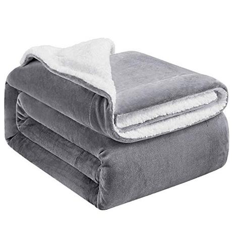 Hansleep Sherpa Manta Sofa, Manta Polar Invierno, Suave Manta para Cama, Sherpa Blanket, 130x150cm, Gris y Blanco