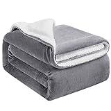 Hansleep Sherpa Manta Sofa, Manta Polar Invierno, Suave Manta para Cama, Sherpa Blanket, 130x150cm, Gris y Blanco