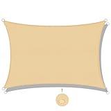 SUNNY GUARD Toldo Vela de Sombra Rectangular 2x4m Impermeable a Prueba de Viento protección UV para Patio,Jardín, Exteriores, Terraza, Color Arena