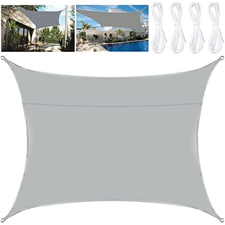 BARAKYEG Toldo Vela de Sombra Rectangular 2x3m Protección UV, Toldo con Protección Solar,Toldo de Vela Solar para Jardín Oxford a Prueba de Impermeable para Exteriores Patio Terraza Balcón,Gris