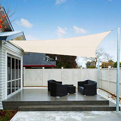 AXT SHADE Toldo Vela de Sombra Impermeable Rectangular 2,5x3m Protección Rayos UV para Exterior Terraza Patio Jardín-Crema