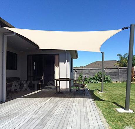 AXT SHADE Toldo Vela de Sombra Rectangular 3x4m Protección Rayos UV y HDPE Transpirable para Exterior Terraza Patio Jardín-Crema