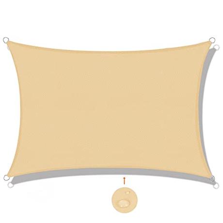 SUNNY GUARD Toldo Vela de Sombra Rectangular 2x4m Impermeable a Prueba de Viento protección UV para Patio,Jardín, Exteriores, Terraza, Color Arena