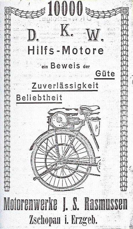 La primera motocicleta de la marca alemana DKW del año 1921