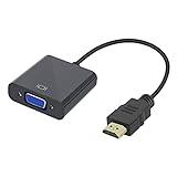 Jsdoin Adaptador HDMI a VGA 1080P, HDTV, Macho a Hembra, para PC, Monitor, proyector, HDTV, Xbox, Color Negro, 1 Unidad