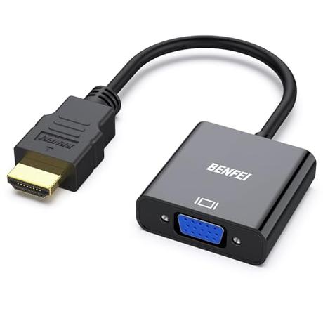 BENFEI Adaptador HDMI a VGA 1080P Convertidor de Vídeo para PC, TV, Ordenadores Portátiles y Otros Dispositivos HDMI - Negro