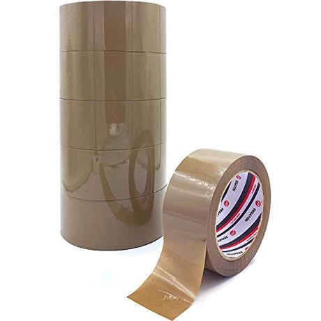 ZCENTER 6 Rollos Cinta Embalar 48MMx100M Cinta embalaje Cinta adhesiva Celo Marrónpara Cajas y Paquetes-Color Marrón