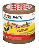 tesapack® - Cinta Adhesiva Universal para Embalar, Sellar y Empaquetar - Hecha de PP - Resistente al Desgarro y a los Rayos UV - 2x 66 m x 50 mm - Marrón