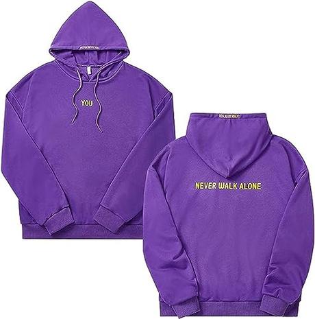 El Mejor 10 bts sudaderas de 2024: La Elección de los Especialistas Silver Basic KPOP Jimin with You Sudadera Morada para Hombre y Mujer Never Walk Alone Sudadera Impresas Suéter Hip Hop para Fans de la Música S,Morado-1