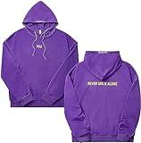 Silver Basic KPOP Jimin with You Sudadera Morada para Hombre y Mujer Never Walk Alone Sudadera Impresas Suéter Hip Hop para Fans de la Música S,Morado-1