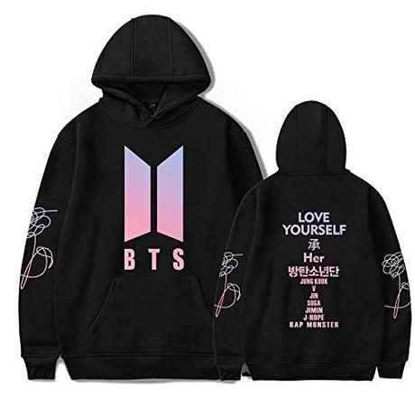 El Mejor 10 bts sudaderas de 2024: La Elección de los Especialistas KPOP Sudadera unisex BTS con capucha Bangtan Boys BTS Love Yourself Casual Suga Jimin Jin Jung Jook J-Esperanza Rap-Monster V Jersey, negro (schwarz 1), M