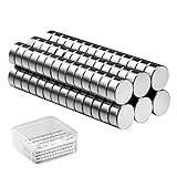 Sapphome 60PC Imanes de Neodimio, Imán Pequeño Redondo 6 x 3 mm, Imanes para Bricolaje Manualidades Oficina Pinboard, Pizarra Magnética, Frigorífico, Imanes Cónicos, Imanes de Notas, Plata