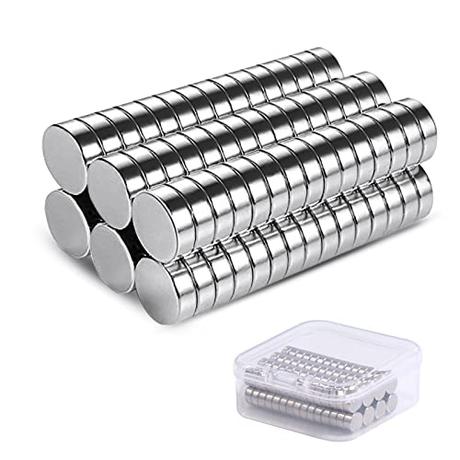Vinabo 60PC Imanes de Neodimio, Imán Pequeño Redondo 6 x 3 mm, Imanes para Bricolaje Manualidades Oficina Pinboard, Pizarra Magnética, Frigorífico, Imanes Cónicos, Imanes de Notas, Plata