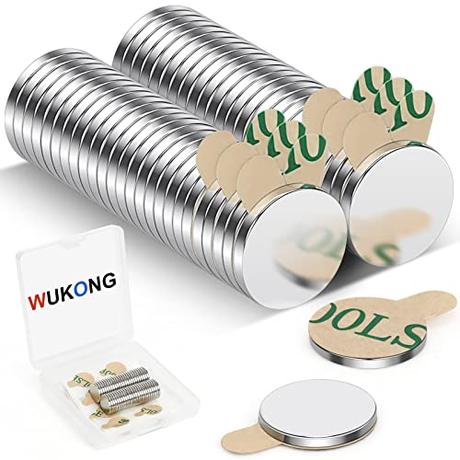 Wukong 50 Piezas Imanes Adhesivos Imanes Potentes, 8×1mm Imanes Pequeños Adhesivos Imanes Neodimio, Imanes Potentes Pequeños Redondos para Artesanías, Bricolaje, Cocina y Oficinas