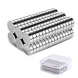 Vinabo 60PC Imanes de Neodimio, Imán Pequeño Redondo 6 x 3 mm, Imanes para Bricolaje Manualidades Oficina Pinboard, Pizarra Magnética, Frigorífico, Imanes Cónicos, Imanes de Notas, Plata