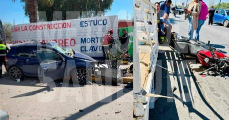 A grúa se le cae una camioneta y mata a motociclista en la Carretera Matehuala