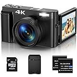 Cámara de Fotos, 4K 48MP Autofocus Cámara Digital con 32G Tarjeta, 2.7'' 180° Flip Pantalla Vlogging Cámara Zoom 16X con Flash, Recargable Cámara Fotográfica para Adolescentes Principiantes Adultos