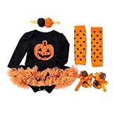 BabyPreg Mi Primer Traje de Halloween para niña Infantil Disfraz de Acción de Gracias Conjunto de Vestido de Calabaza para bebé(9-12 Meses, Calabaza Larga)