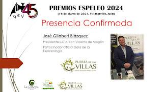 Confirmada presencia de nuestro amigo Pepe Gilabert a los Premios ESPELEO 2024