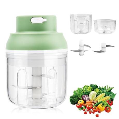 JOPHEK Picador Eléctrico de Alimentos, 100ML 250ML Picadora de Ajo Eléctrica con Cuchillas Mini Picadora de Verduras Portátil Recargable para Vegetal Carne