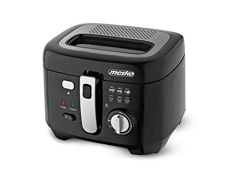 Mesko MS4908 - Freidora eléctrica compacta 2,5 litros cubeta desmontable lavable antiadherente libre BPA 1800W, negro