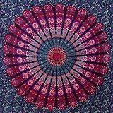 MOMOMUS Tapiz Mandala 100% Algodón - Tapiz de Pared, Póster para Pared Grande en Tela o Tapiz Decorativo de Pared - Ideal como Decoración de Habitación, Salón y Dormitorio - Lila, 210x230 cm
