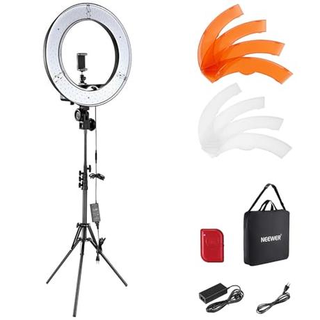 NEEWER Aro de Luz con Trípode: 45cm 55W 5600K Regulable LED Anillo de Luz con Soporte para Móvil, Luz Fotografía Ring Light para Cámara Profesional, Luz Selfie para TikTok/Youtube/Peluquería