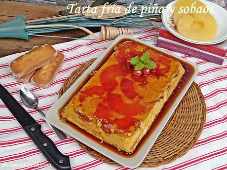 Tarta fría de piña y sobaos