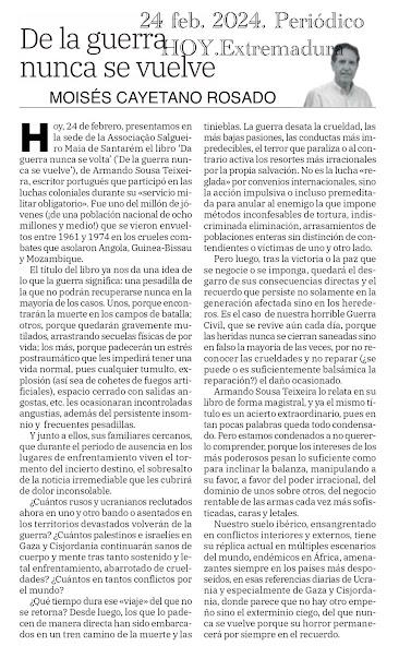 DE LA GUERRA NUNCA SE VUELVE El 24 de febrero presentamos...