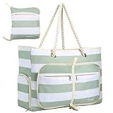 Vinstatin Bolso de Playa Grande para Mujer,Shopper Ligero y Versátil con Cremallera,Bolsa Impermeable para Natación,Bolso de Transporte,Tote Bag para Playa,Viajes y Familia