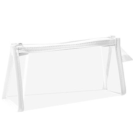 LABUYI 1 Pieza Estuche,Estuche Escolar,Estuche Transparente,Estuches Pequeños,Bolsa de Lápices PVC con Cremallera,Impermeable,para Papelería,Cosmética,Objetos Pequeños (Blanco)