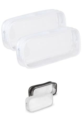 Blanco Estuche Escolar Transparente para Estudiantes, Universidad, Papelería, Estuche Organizador para Viaje de Maquillaje para Mujeres, Neceser Portátil Impermeable, Bolsa de Maquillaje de PVC