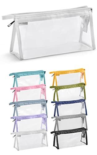 Soul Projekt Blanco Estuche Escolar Transparente para Estudiantes, Exámenes, Universidad, Estuche Organizador para Viaje de Maquillaje, Neceser Portátil Impermeable, PVC Pencil Case White x 1