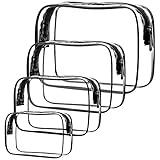 Jinlaili 4 Piezas Neceser Impermeable, 4 Tamaños Bolsa de Cosmético Transparente, Portátil Bolsa de Tocador,PVC Estuche de Maquillaje de Viaje,Organizador Cosmético con Cremallera para Vacación o Baño