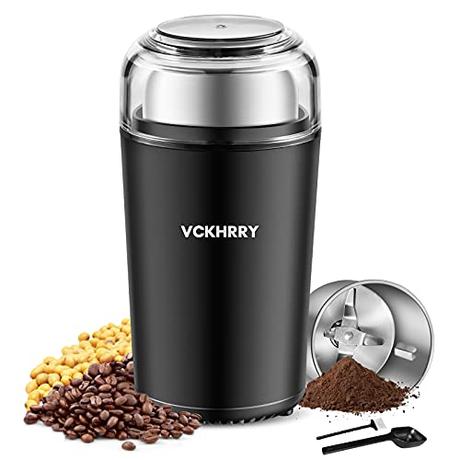 VCKHRRY Molinillo de Café Eléctrico 400W Molinillo de especias 100g Recipiente y Lavable Extraíble 4 Cuchillas de acero Inoxidable Café en Grano Especias Frutos Secos
