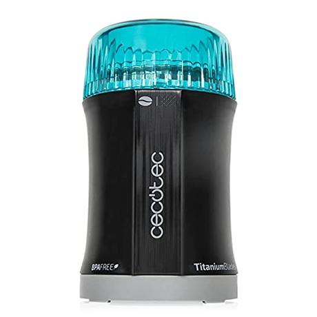 Cecotec Molinillo de Café y Especias TitanMill 200, Compacto, 200 W, Cuchillas recubiertas de Titanio, Capacidad de 50 gr, 10 Tazas de Café, Recipiente de acero cepillado, Sin tóxicos