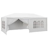 Outsunny Carpa de Jardín 6x3 m Cenador Desmontable de Exterior con 4 Ventanas 2 Puertas con Cremallera 6 Paredes Laterales e Impermeable para Terraza Patio Playa Blanco