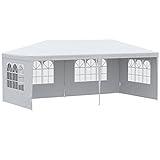 Outsunny Carpa de Jardín con Laterales Desmontables 6x3 m Gazebo Pabellón con 4 Ventanas Transparentes 12 Orificios de Drenaje y Marco de Acero para Exterior Terraza Blanco