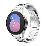 MoKo Correa de Metal Compatible con Samsung Galaxy Watch 6 40mm 44mm/6 Classic 43mm 47mm/5 Pro 45mm/Watch 5/4 40mm 44mm/Watch 4 Classic 42mm 46mm, Pulsera de Repuesto de Acero Inoxidable, Plata