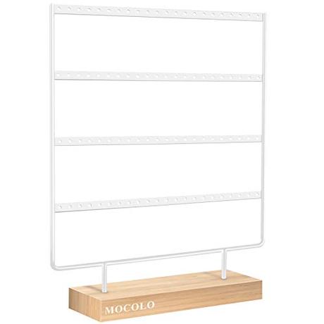 Soporte organizador para pendientes de 4 niveles y con 88 agujeros (color blanco)