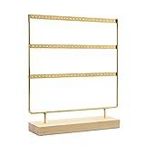 RUBY - Organizador de Joyas, Expositor de Pendientes de Madera y Metal, Joyero Soporte Vintage, Jewelry Organizer, Joyeros Colgador Pendientes (Oro, 3 Pisos L)