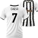 Camiseta de Fútbol Blanca y Negra 2023 2024. Camiseta Personalizada de Federico Chiesa número 7. Réplica Oficial. Tallas de Adulto y niño. (10 años)