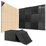 Paneles Acusticos Adhesivos, 12 Piezas Espuma Acustica, 30 X 30 X 2.5cm, Insonorizacion Acustica Pared, Acoustic Panel para Gaming, Podcast, Studio
