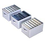 hinrey 3 pcs Organizador Armario Ropa, Cajas Almacenamiento Plegable de Tela. Para Jeans Pantalones, Suéter, Camisetas, Separadores De Cajones 25cm*34cm*20cm*6