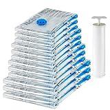 Amazon Basics bolsas de vacío para almacenamiento, incluyen boca para aspirador, 12 Unidad, 3 extragrandes, 3 grandes, 3 medianas y 3 pequeñas, Cremallera, Blanco